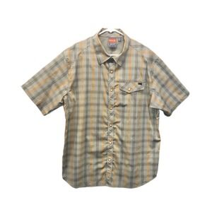 Merrell Opti-Wick UPF 20+ Pearl Snap Short Sleeve Plaid Shirt Men's L